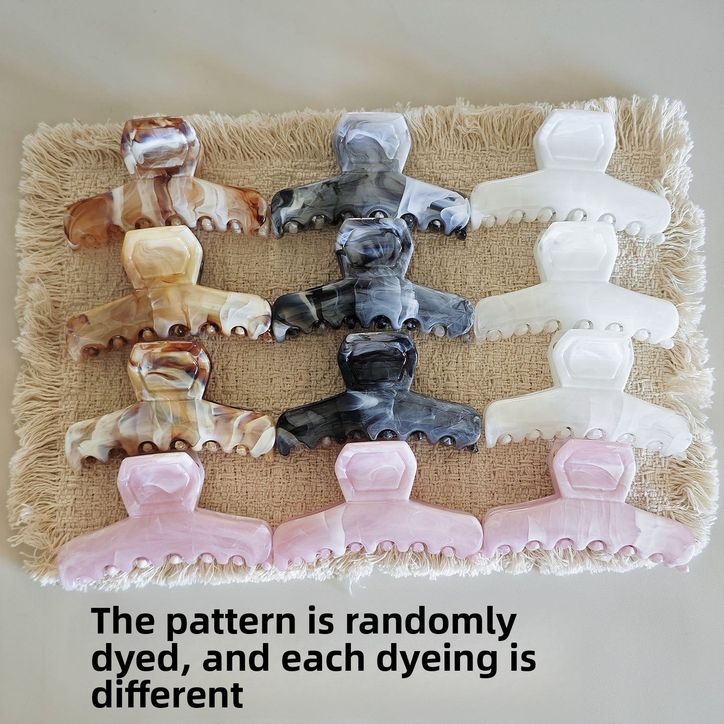 Marble Hair Claws For Women In Natural Pink, PC Material Hairpin Suitable For Summer Commute