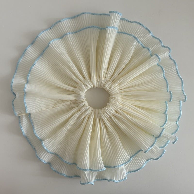 New Style Circle Scrunchie Hair Accessory For Women In Beige Cloth, Perfect For Summer