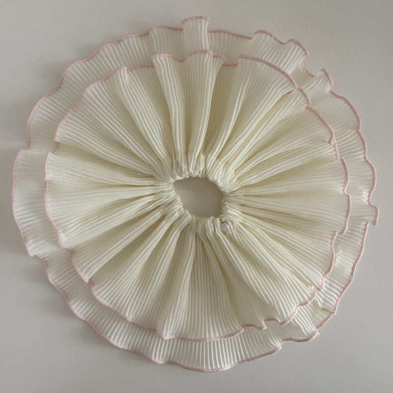 New Style Circle Scrunchie Hair Accessory For Women In Beige Cloth, Perfect For Summer