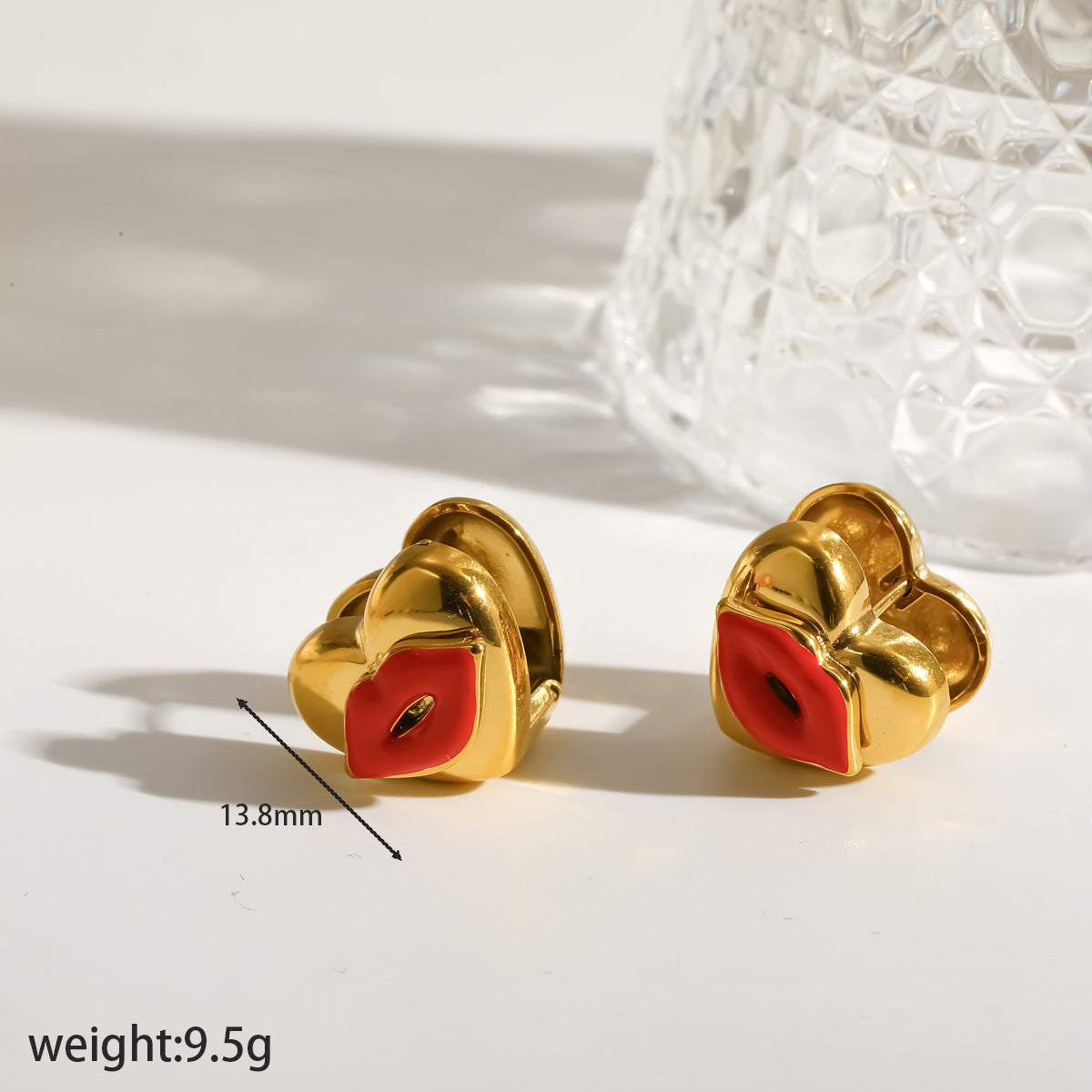 Electroplated Lips Earrings For Women In 304 Stainless Steel With 0.03µm PVD Coated 18K Real Gold Plating