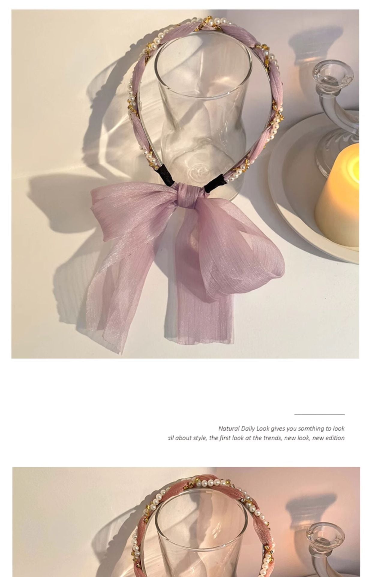 Ditsy Floral Hair Band In Fairy Style For Women, Made With Mixed Materials, Available In Lavender For  Spring And Summer