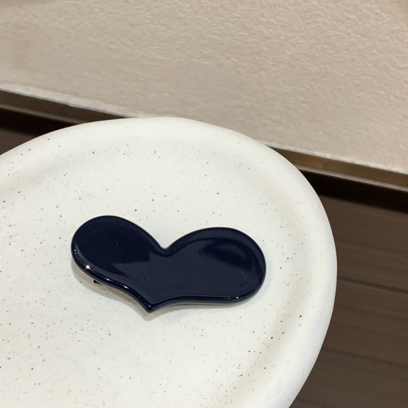 Heart Shape Simple Style BB Clips Hairpin In Sky Blue, Made Of Acetic Acid Sheets, Unisex For Summer