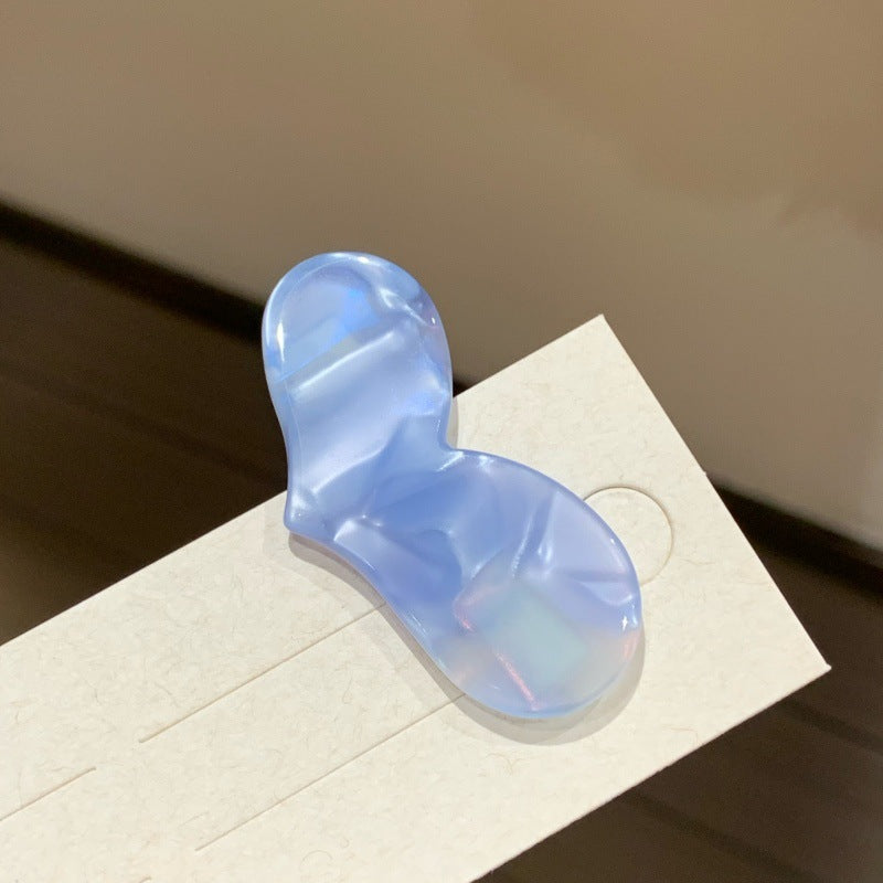 Heart Shape Simple Style BB Clips Hairpin In Sky Blue, Made Of Acetic Acid Sheets, Unisex For Summer