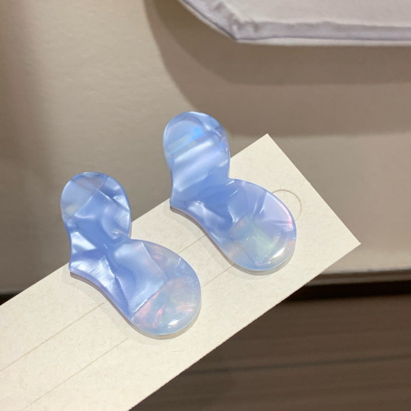 Heart Shape Simple Style BB Clips Hairpin In Sky Blue, Made Of Acetic Acid Sheets, Unisex For Summer
