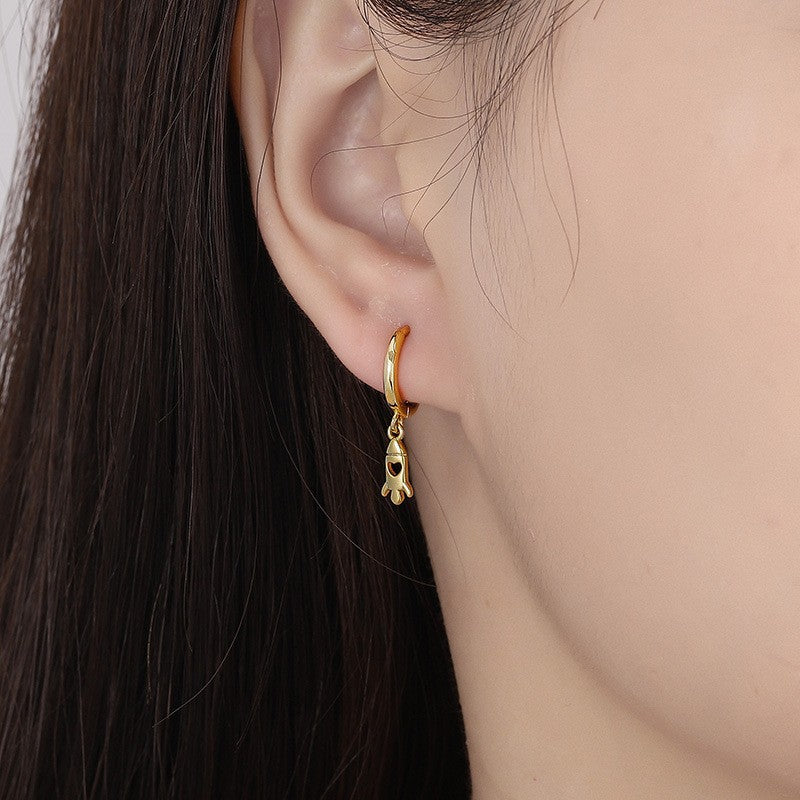 Heart Shape Earrings In New Style For Unisex, Electroplated Copper With Gold Finish