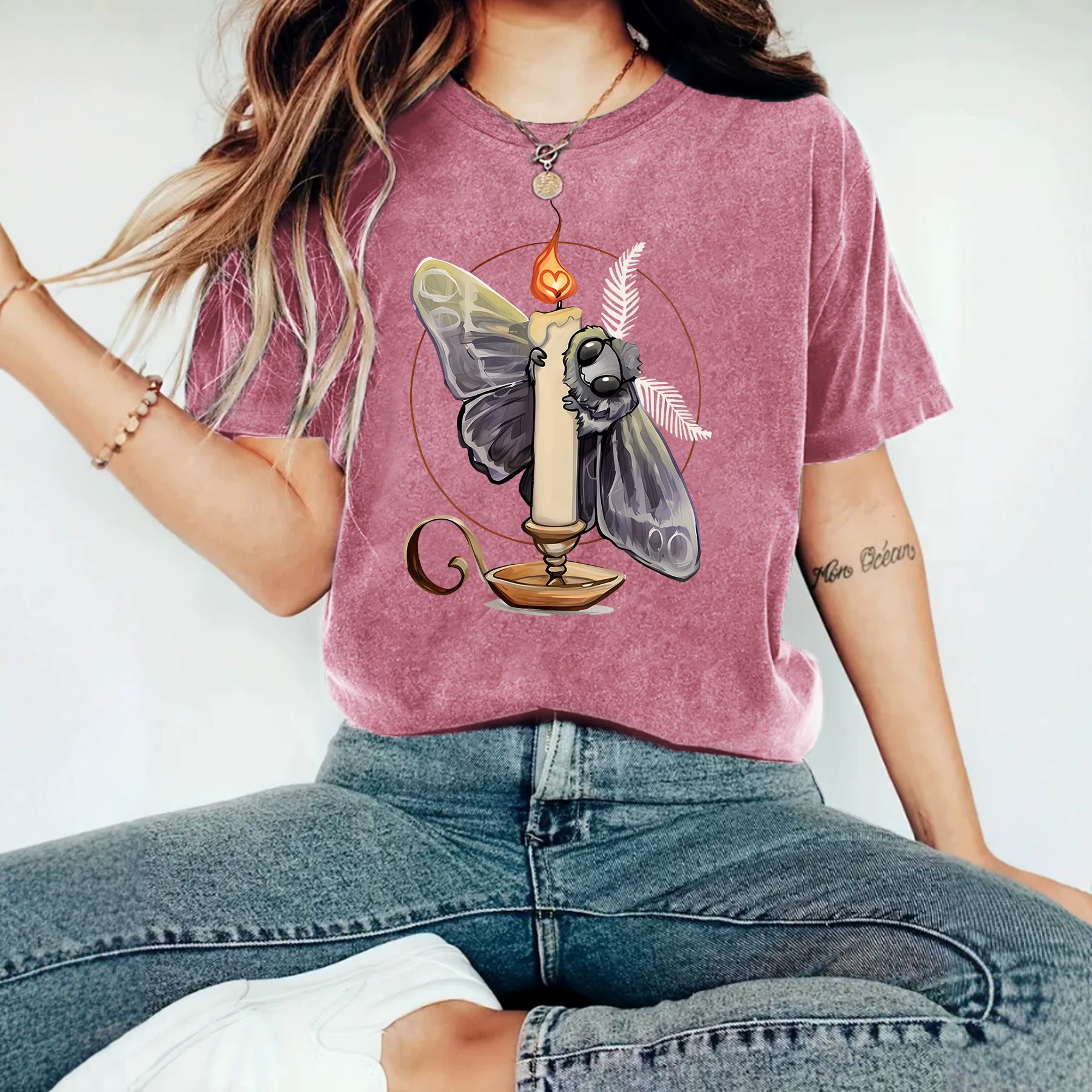 Casual Flame Pattern Short Sleeve T-shirt Featuring Cotton Fabric And Printing Craft