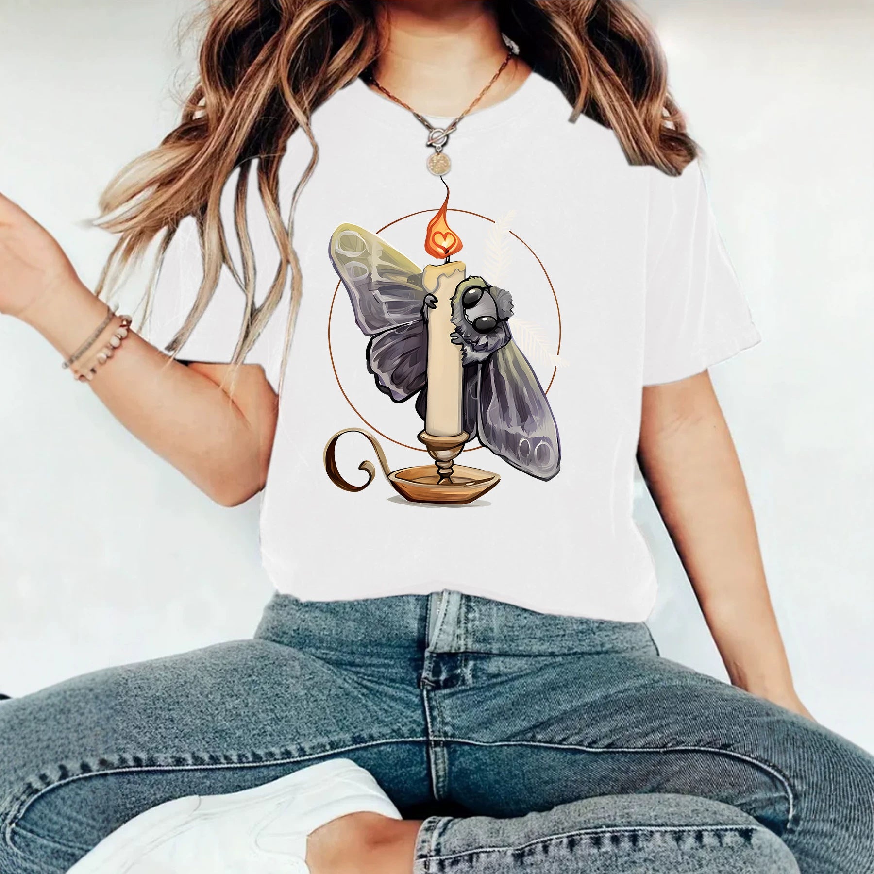 Casual Flame Pattern Short Sleeve T-shirt Featuring Cotton Fabric And Printing Craft