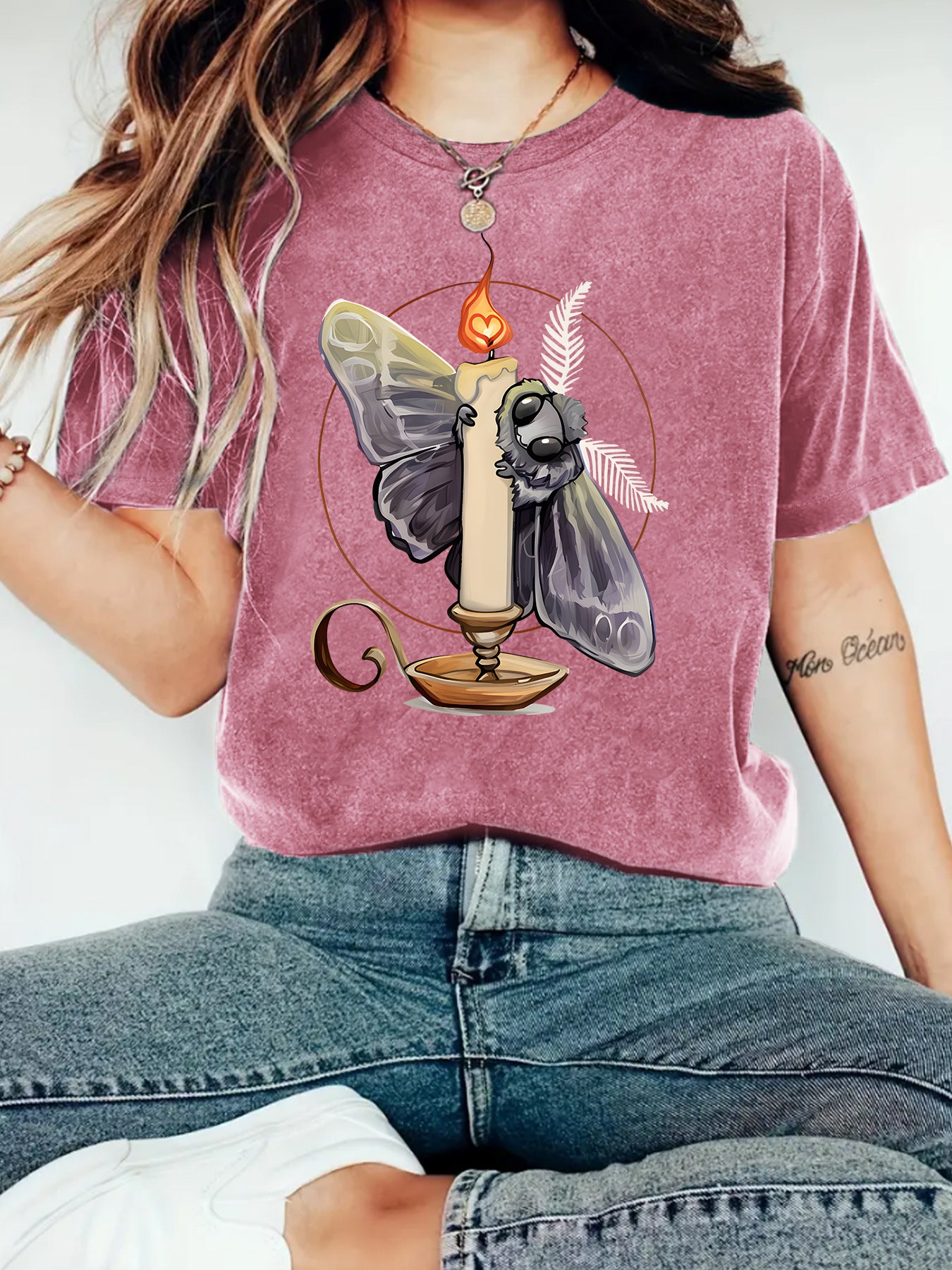 Casual Flame Pattern Short Sleeve T-shirt Featuring Cotton Fabric And Printing Craft