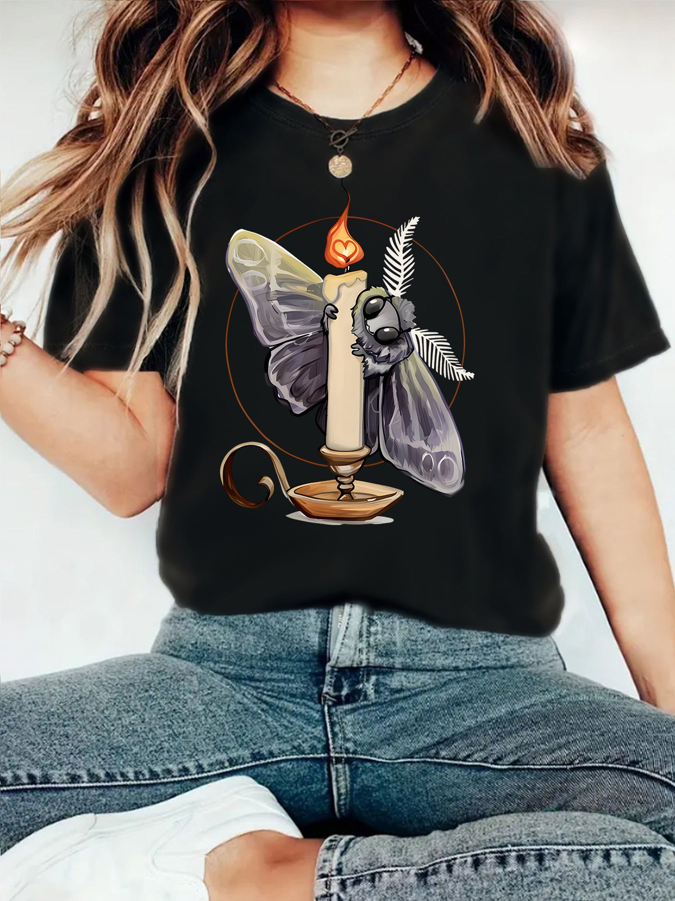 Casual Flame Pattern Short Sleeve T-shirt Featuring Cotton Fabric And Printing Craft