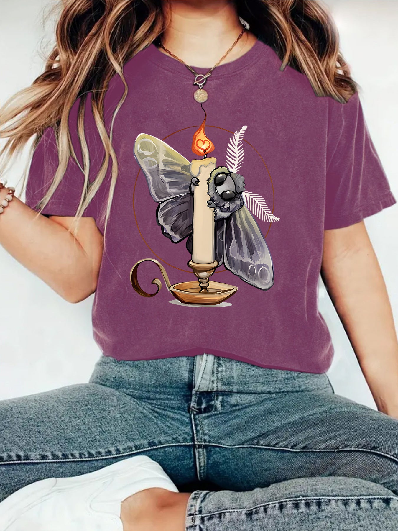 Casual Flame Pattern Short Sleeve T-shirt Featuring Cotton Fabric And Printing Craft