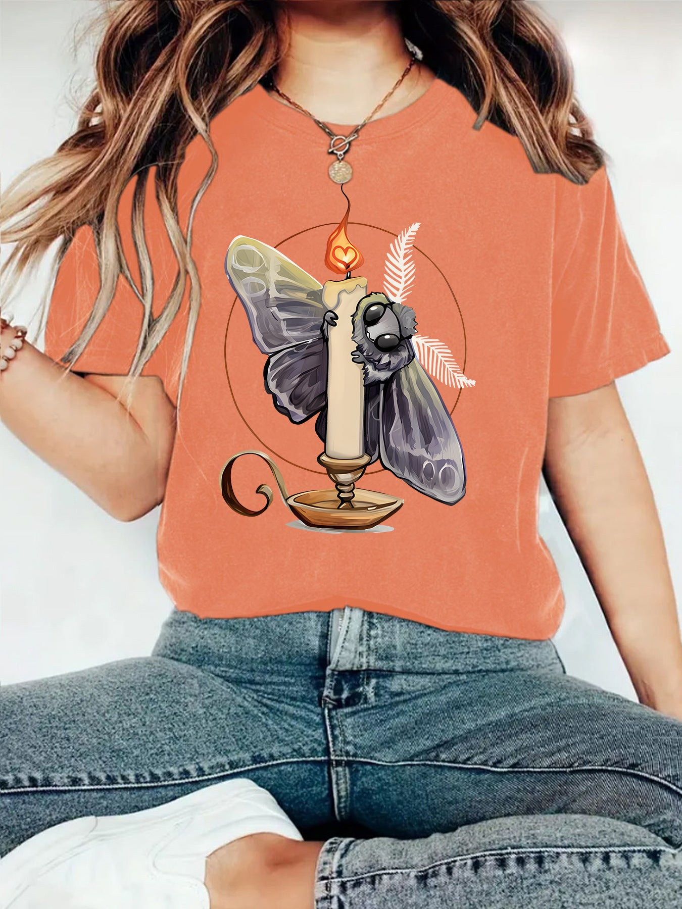 Casual Flame Pattern Short Sleeve T-shirt Featuring Cotton Fabric And Printing Craft