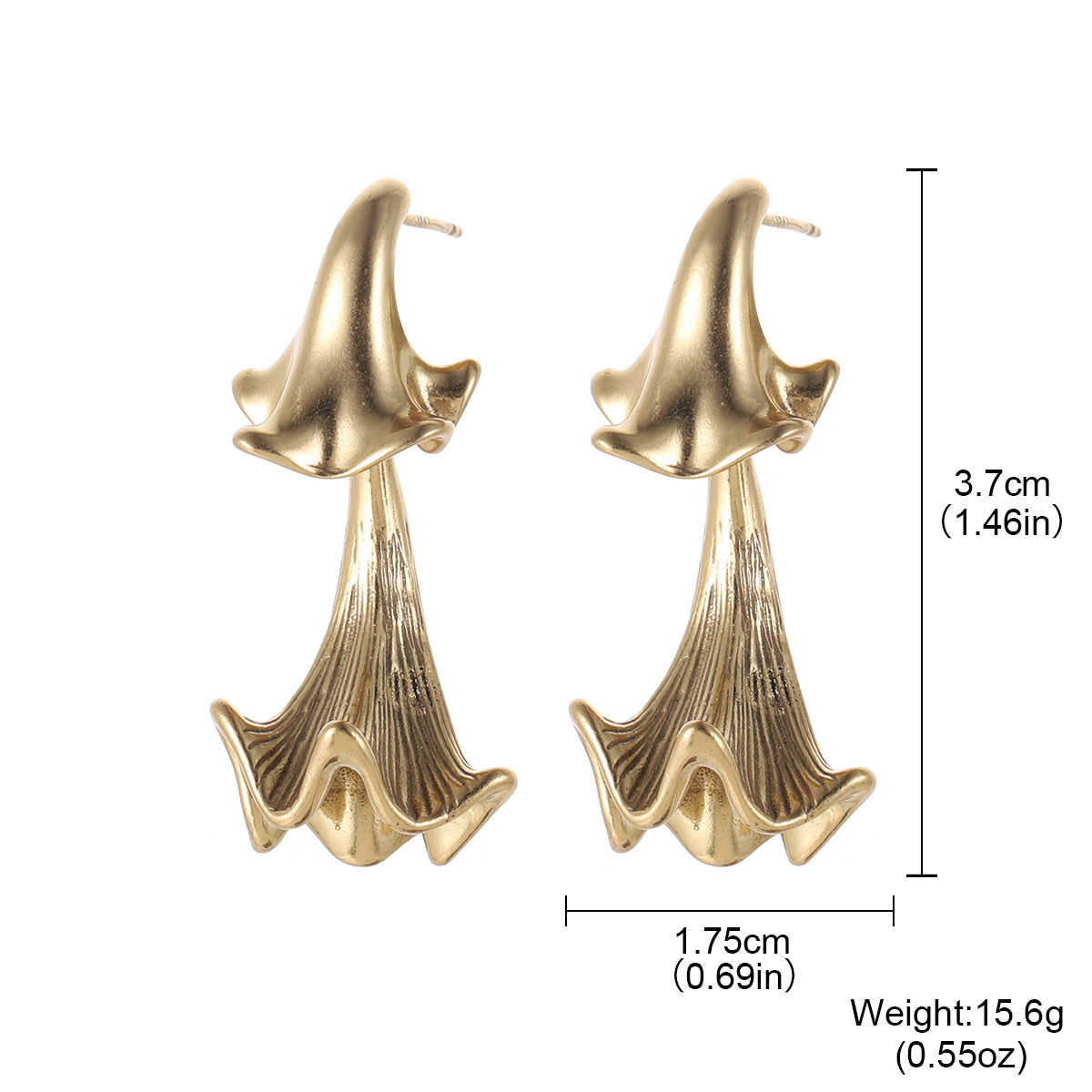 Handmade Sector Earrings For Women, 1 Pair, White With Artificial Pearl, 18K Real Gold Plated