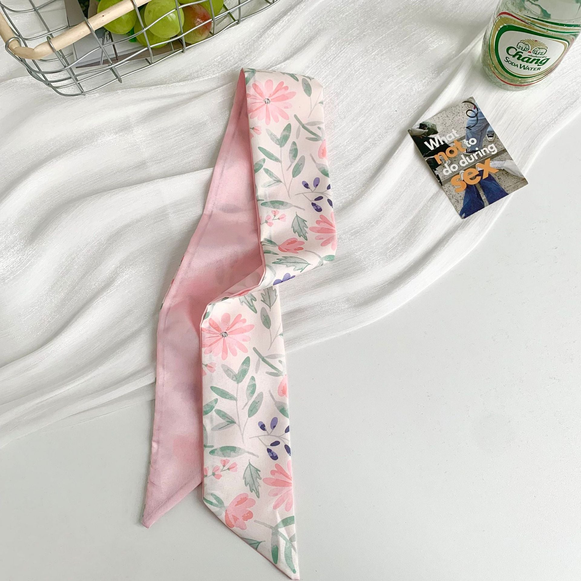 New Style Flowers Polyester Scarf, Lightweight Silk Scarf Perfect For Spring