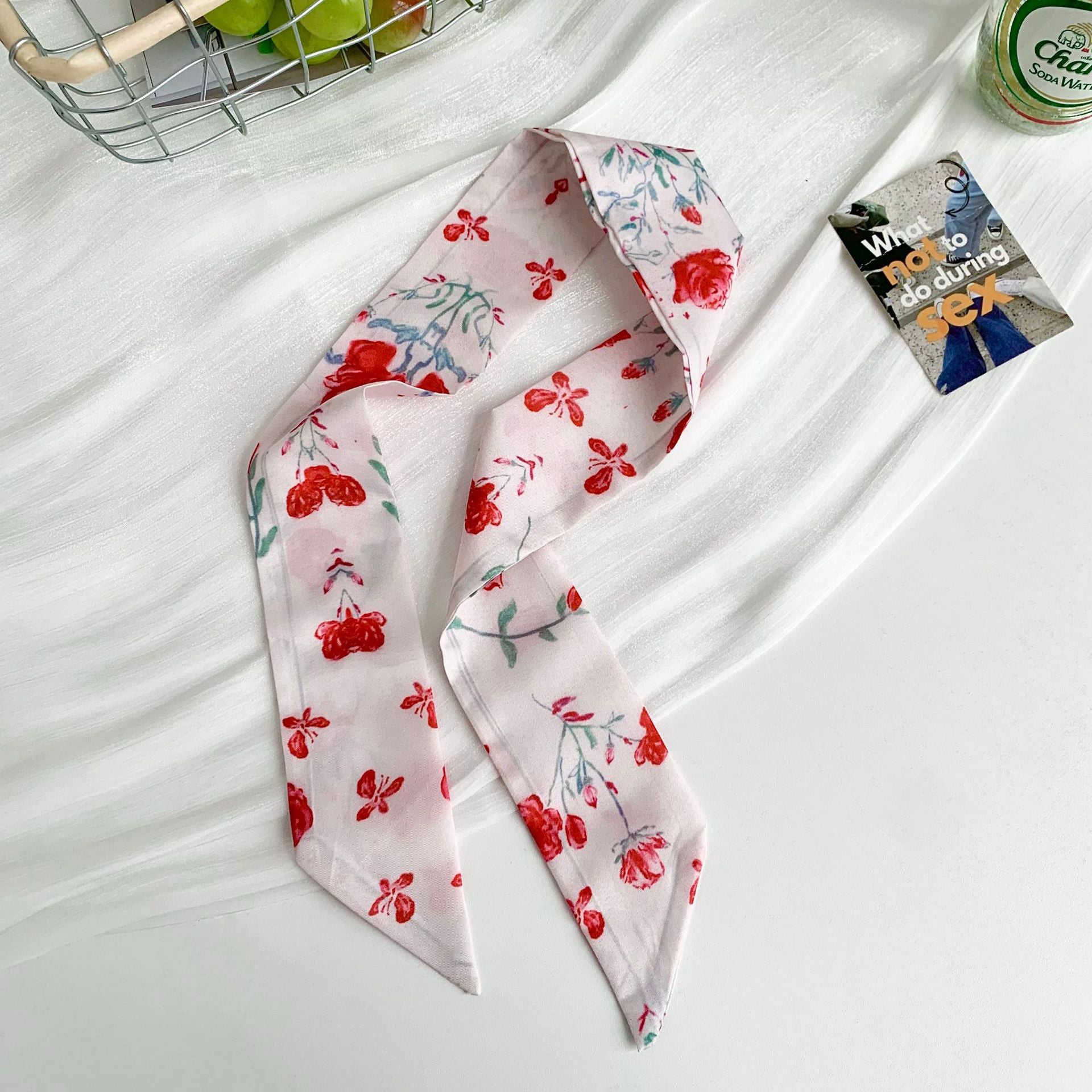 New Style Flowers Polyester Scarf, Lightweight Silk Scarf Perfect For Spring