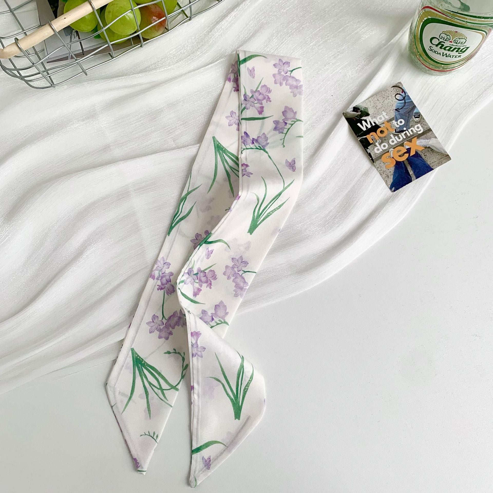 New Style Flowers Polyester Scarf, Lightweight Silk Scarf Perfect For Spring