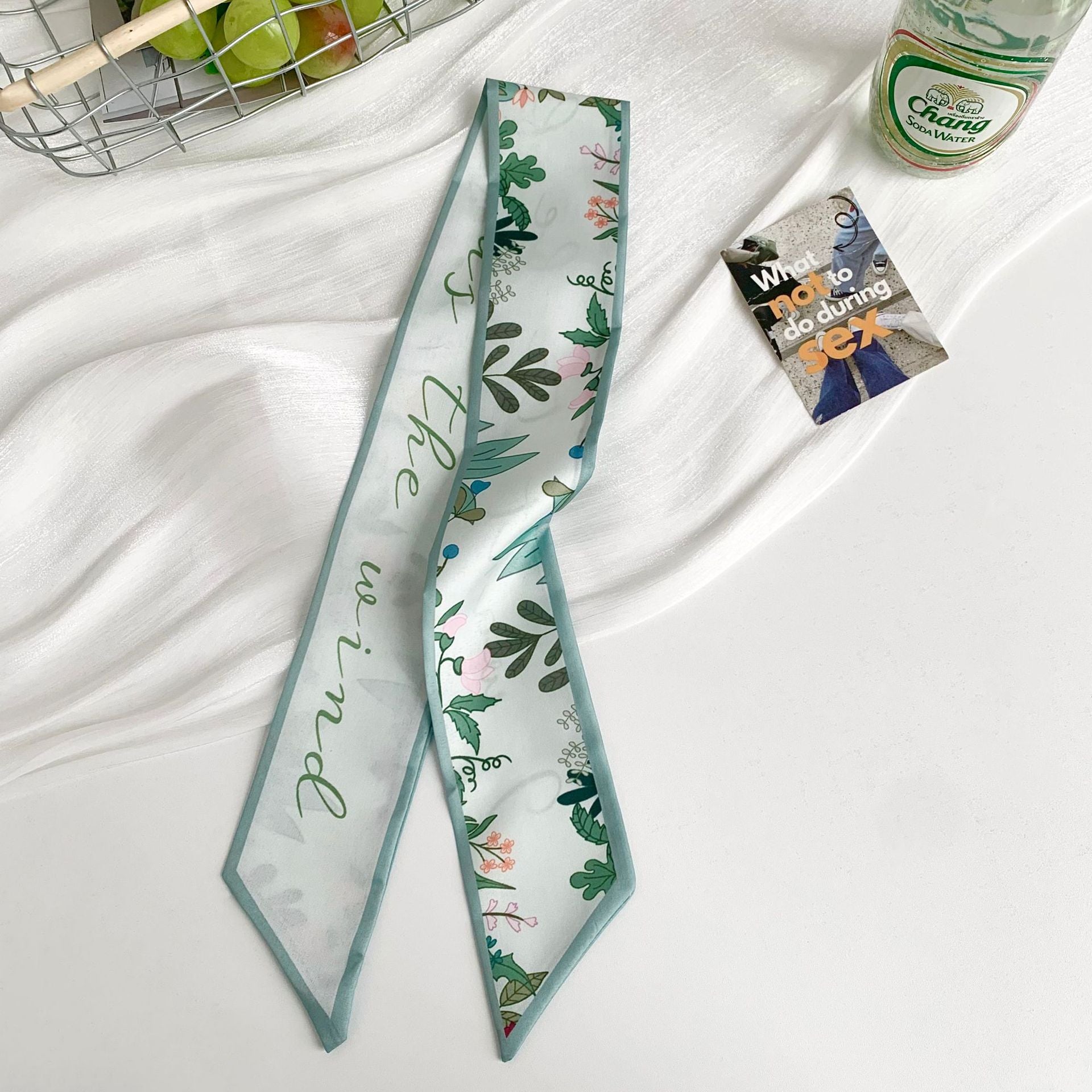 New Style Flowers Polyester Scarf, Lightweight Silk Scarf Perfect For Spring