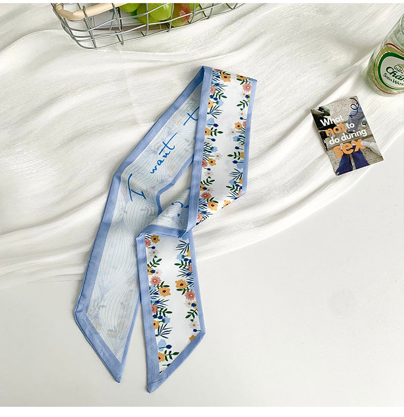 New Style Flowers Polyester Scarf, Lightweight Silk Scarf Perfect For Spring