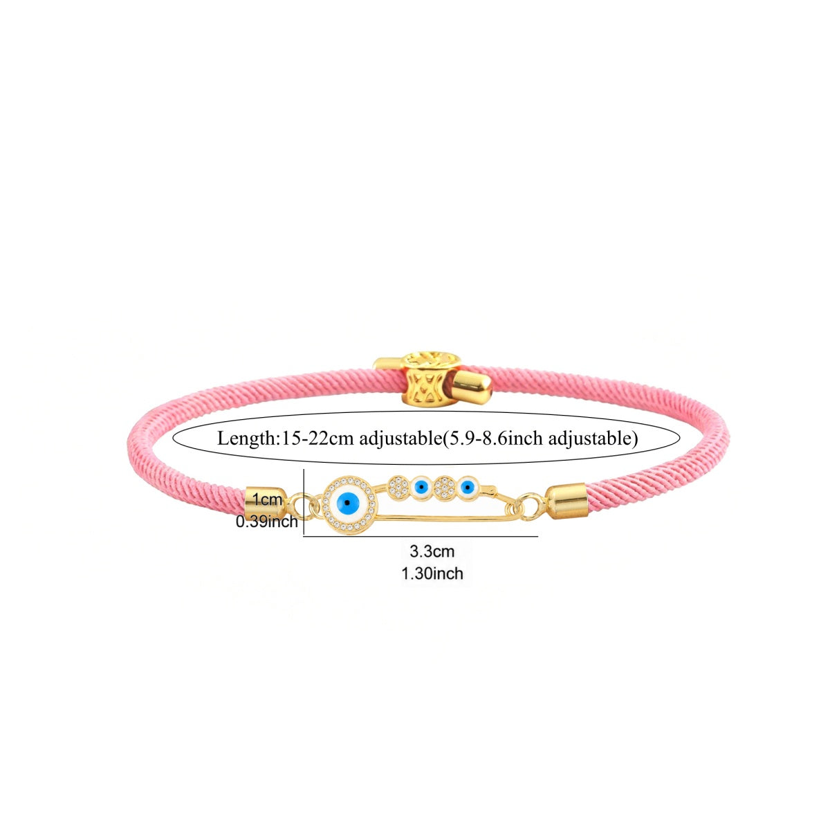 Devil's Eye Braid Drawstring Bracelet For Women In White Nylon With Zircon Inlay And Cord String Chain