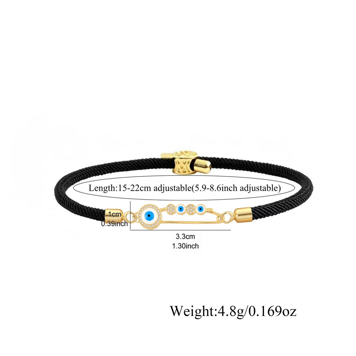 Devil's Eye Braid Drawstring Bracelet For Women In White Nylon With Zircon Inlay And Cord String Chain