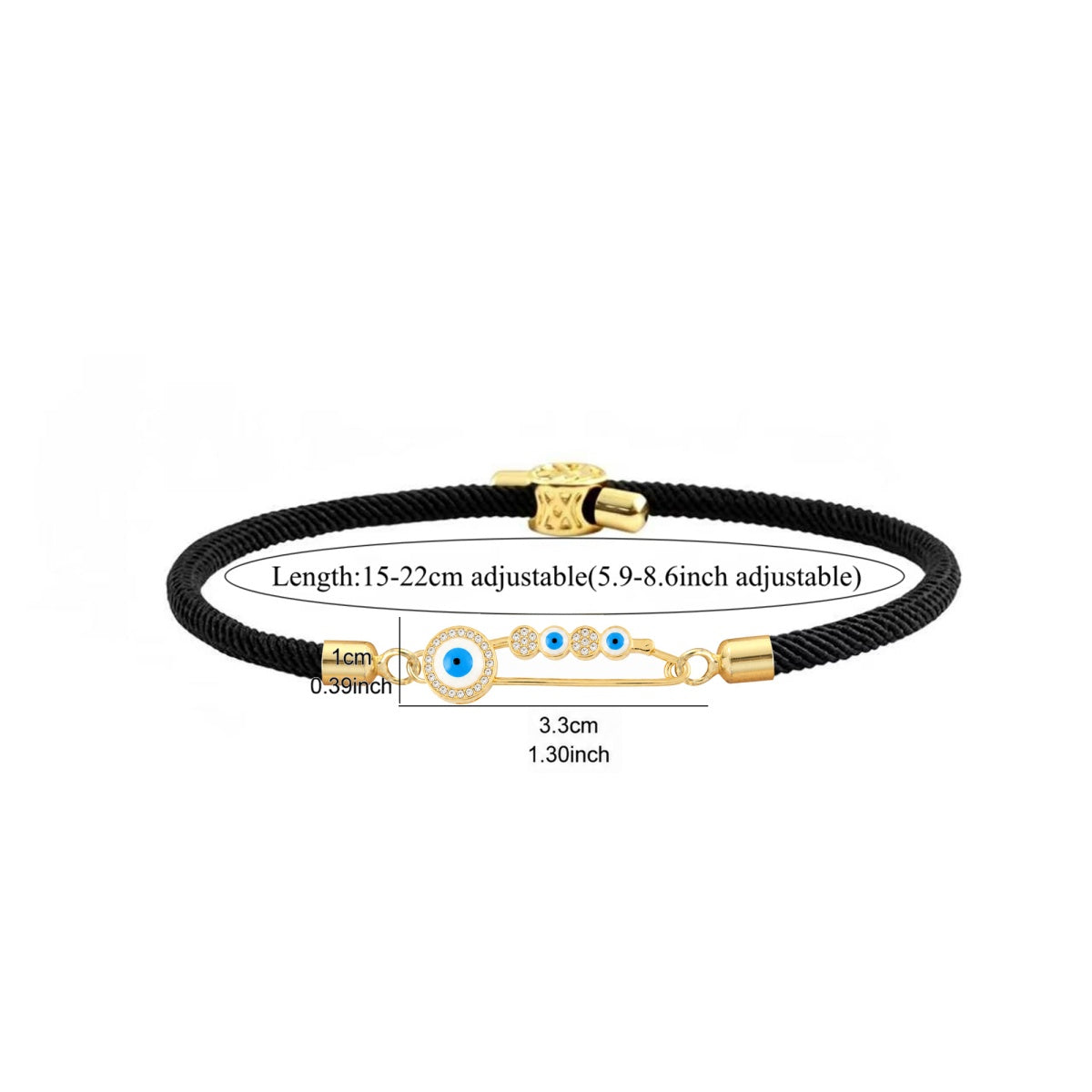 Devil's Eye Braid Drawstring Bracelet For Women In White Nylon With Zircon Inlay And Cord String Chain