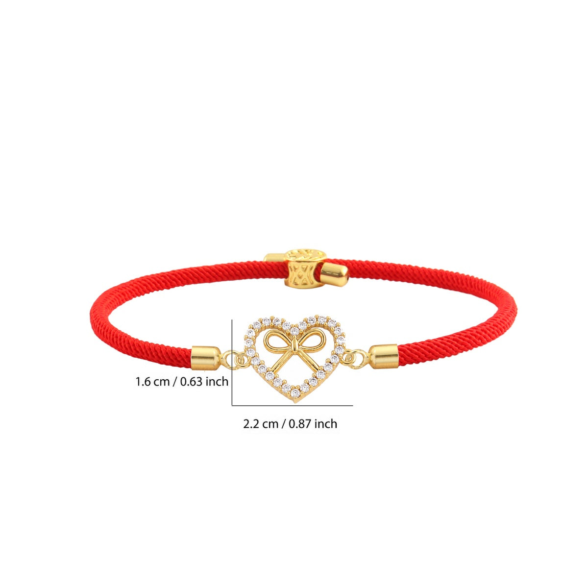 Heart Shape Braid Drawstring Bracelet For Women In White Nylon With Zircon Inlay And Cord String, Simple Style