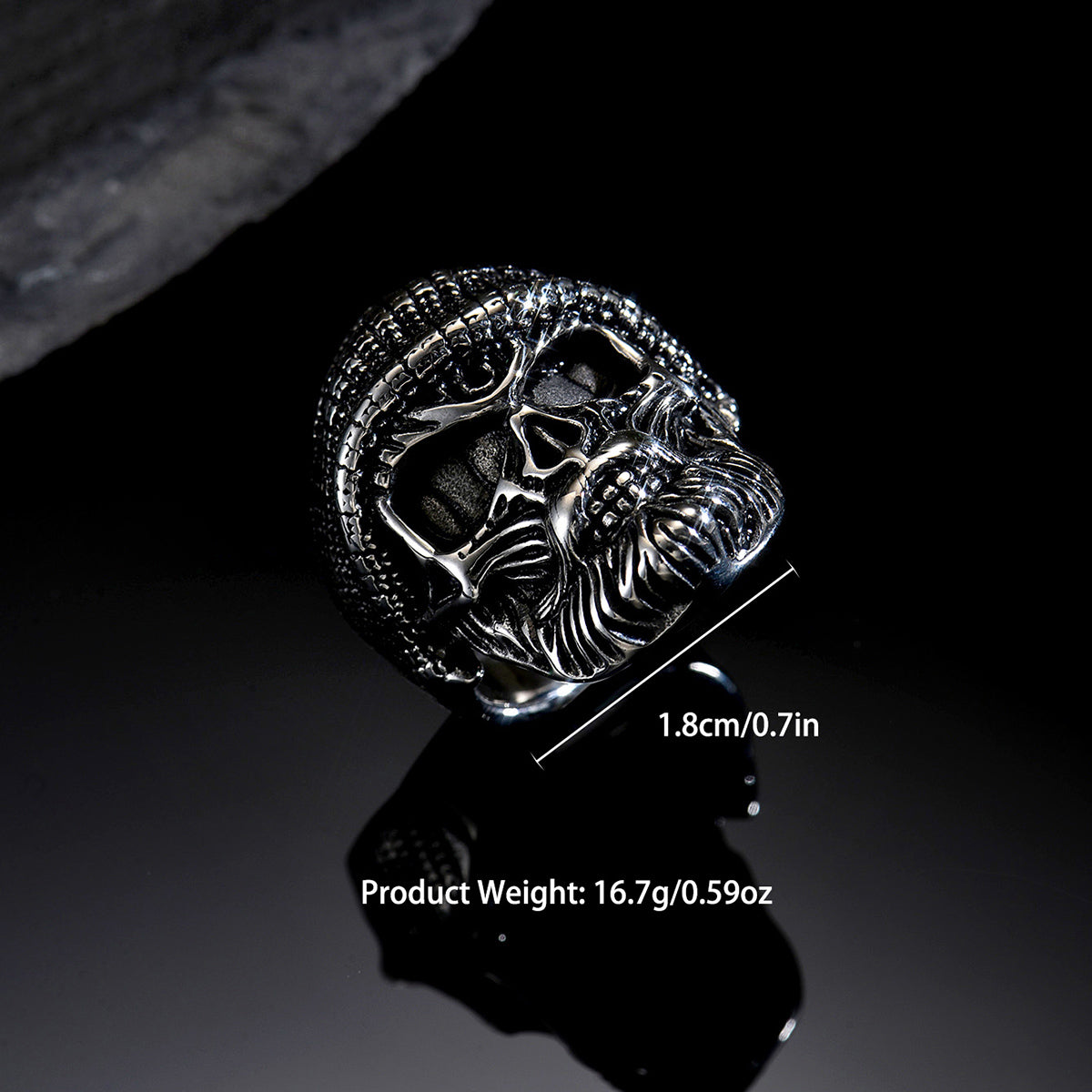 Men's Punk Skull Ring In 304 Stainless Steel Featuring Asymmetrical Design