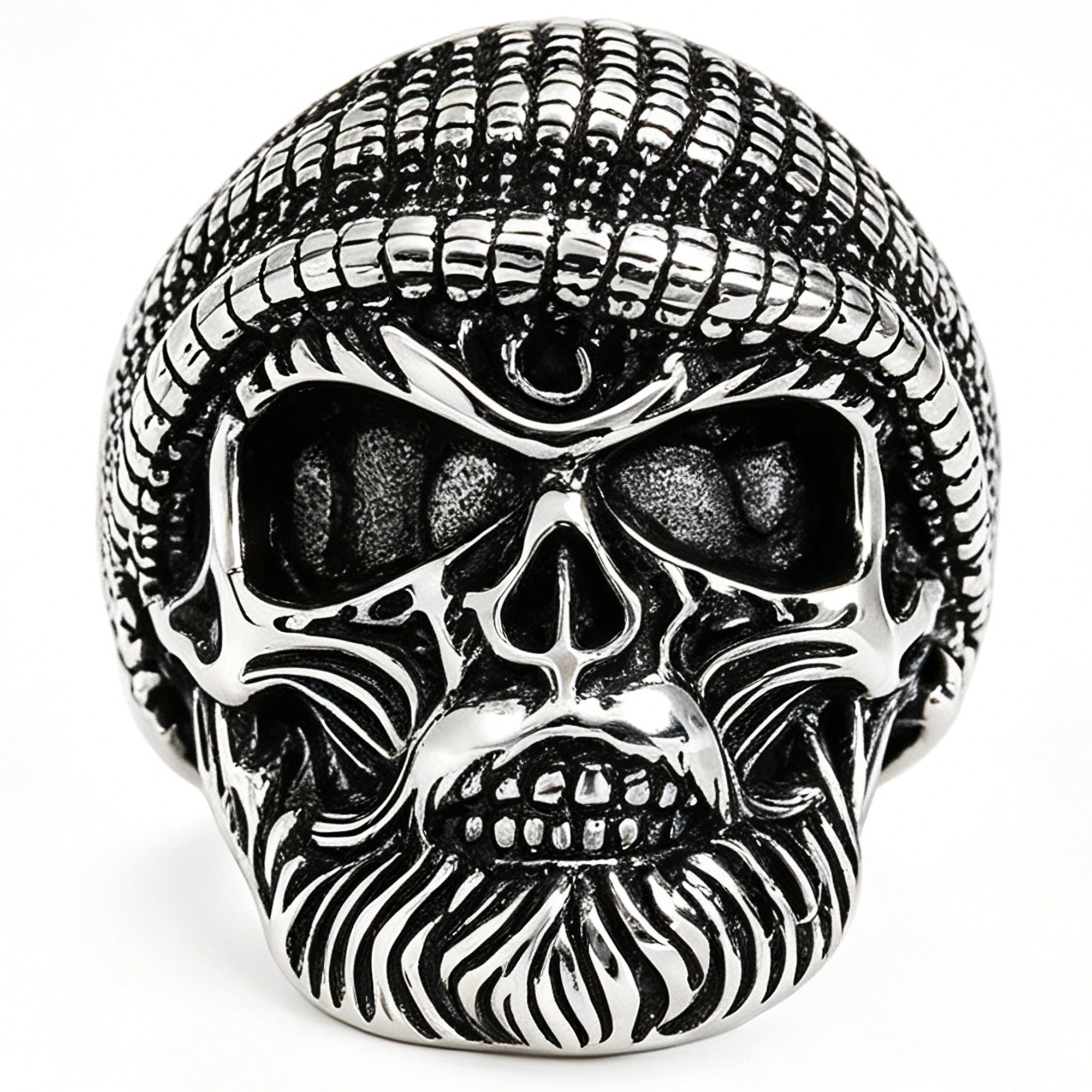 Men's Punk Skull Ring In 304 Stainless Steel Featuring Asymmetrical Design
