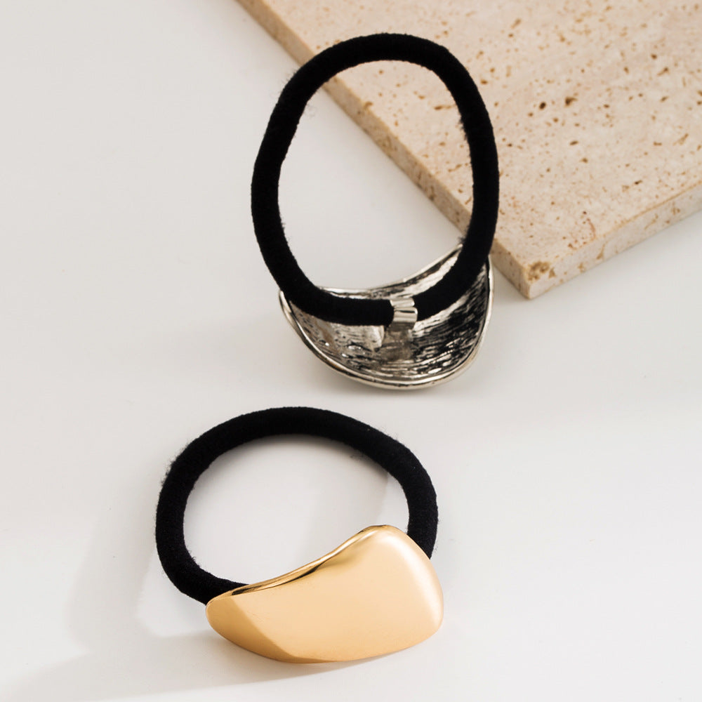 Heart Shape Elastic Hair Tie For Women In Metal Material With Gold Color, Perfect For Autumn Commute