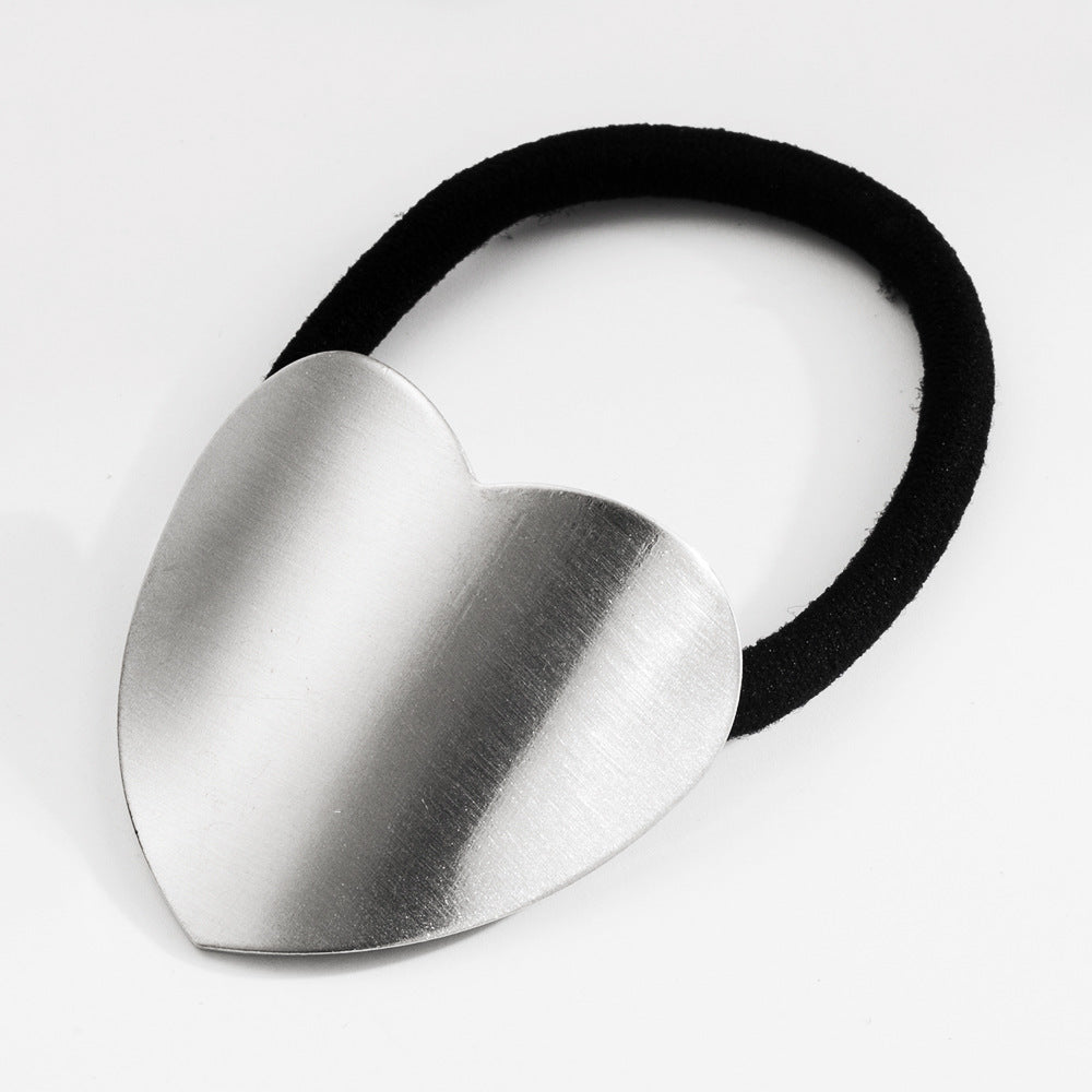 Heart Shape Elastic Hair Tie For Women In Metal Material With Gold Color, Perfect For Autumn Commute