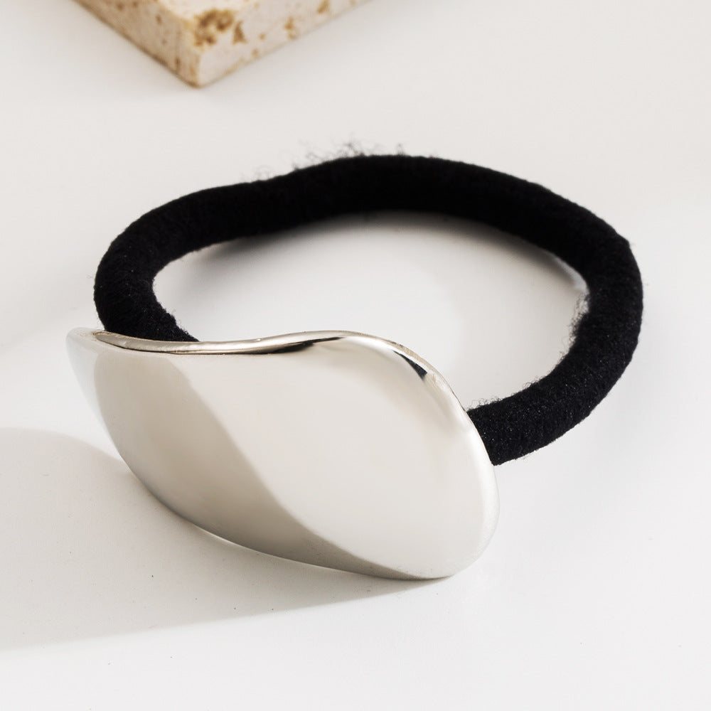 Heart Shape Elastic Hair Tie For Women In Metal Material With Gold Color, Perfect For Autumn Commute