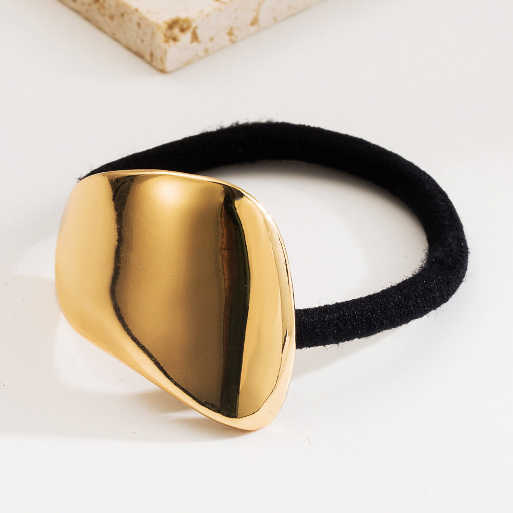 Heart Shape Elastic Hair Tie For Women In Metal Material With Gold Color, Perfect For Autumn Commute