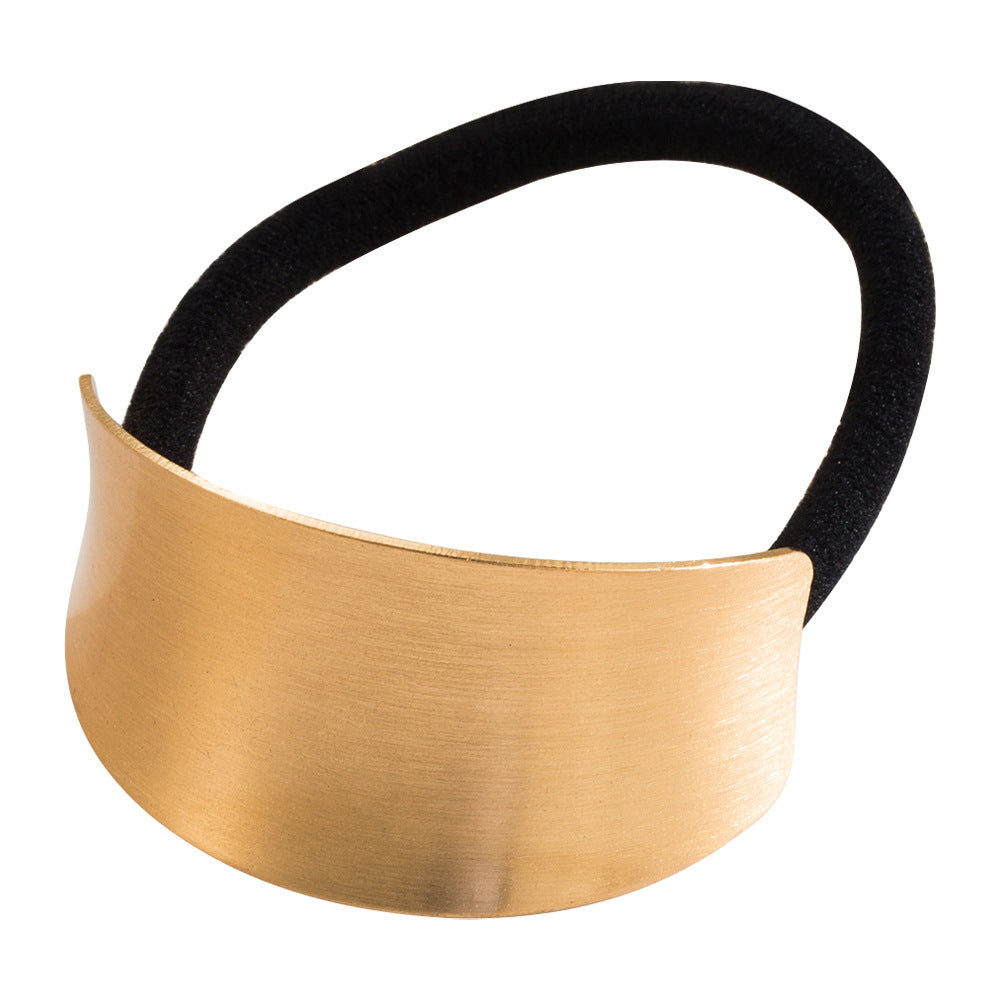 Geometric Hair Tie In Gold Alloy, Stylish Commute Hair Accessory For Summer