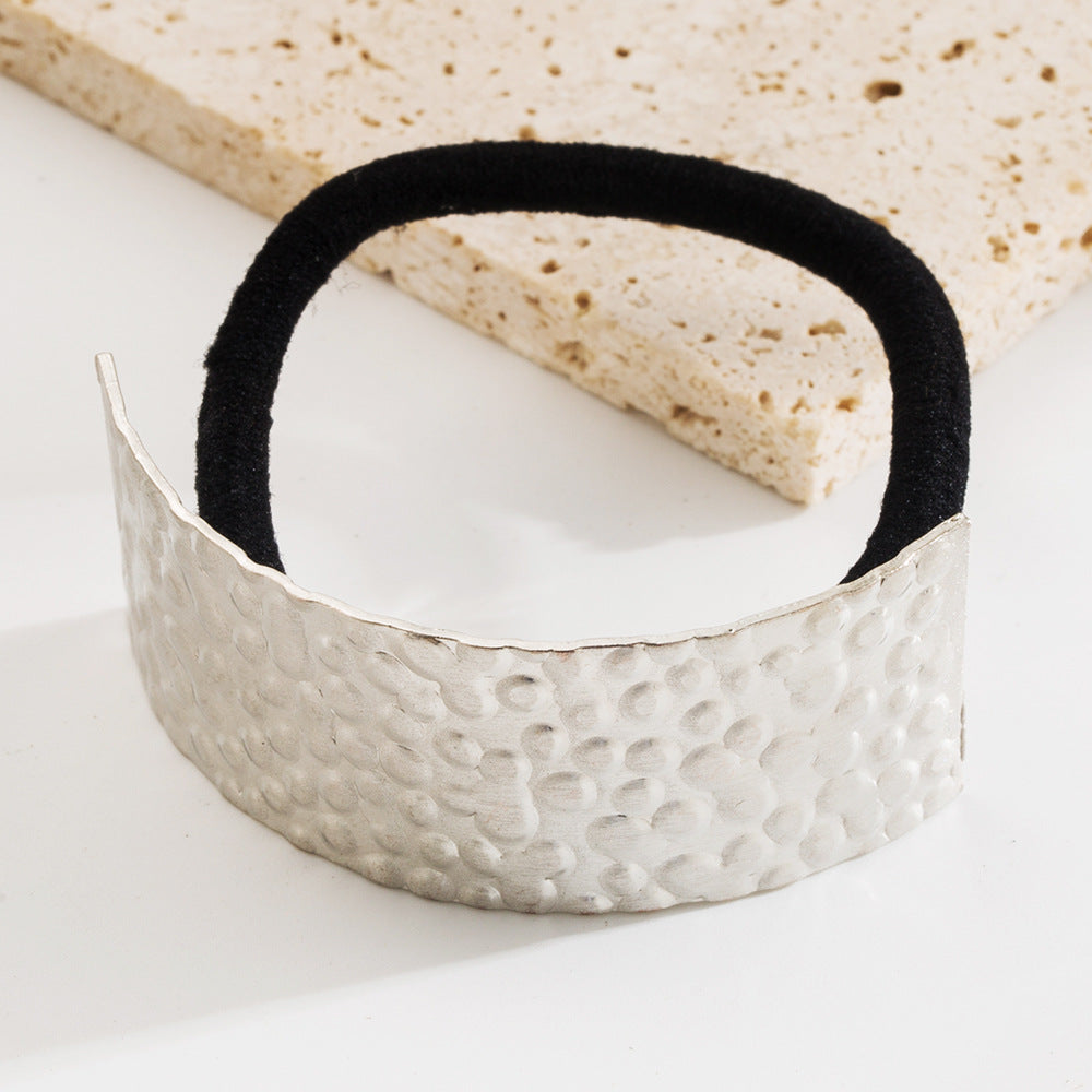 Geometric Hair Tie In Gold Alloy, Stylish Commute Hair Accessory For Summer
