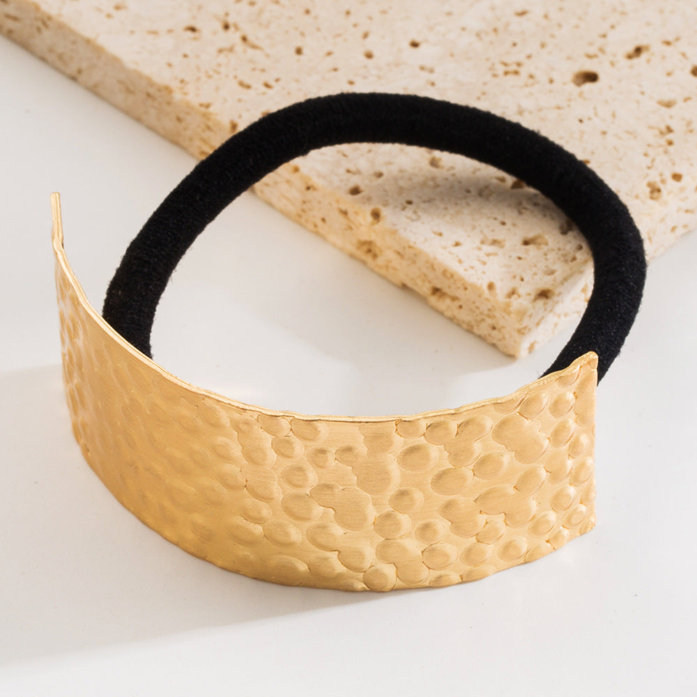 Geometric Hair Tie In Gold Alloy, Stylish Commute Hair Accessory For Summer