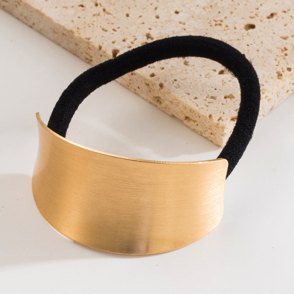 Geometric Hair Tie In Gold Alloy, Stylish Commute Hair Accessory For Summer