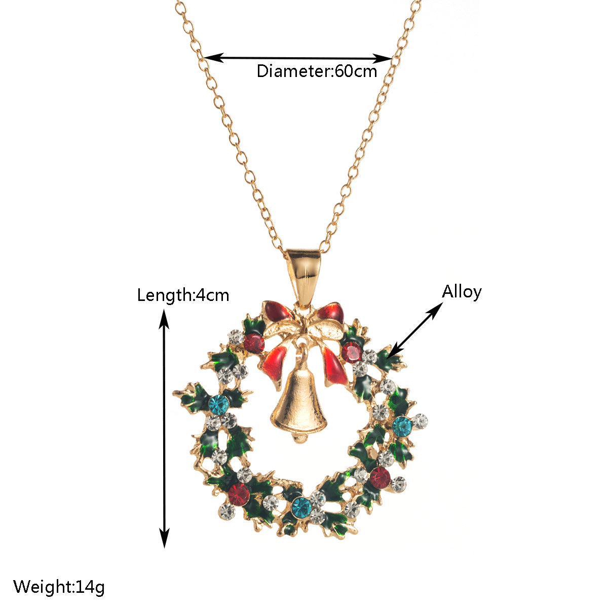Electroplated Alloy Bell Necklace For Women, Perfect Christmas Gift