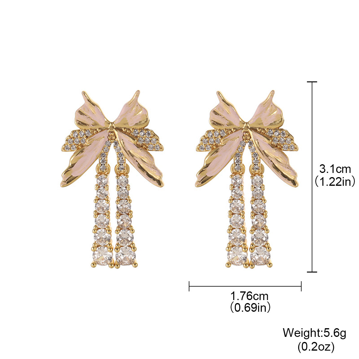 Handmade Retro Red Bow Tie Earrings For Women In Copper Alloy With Pearl Inlay