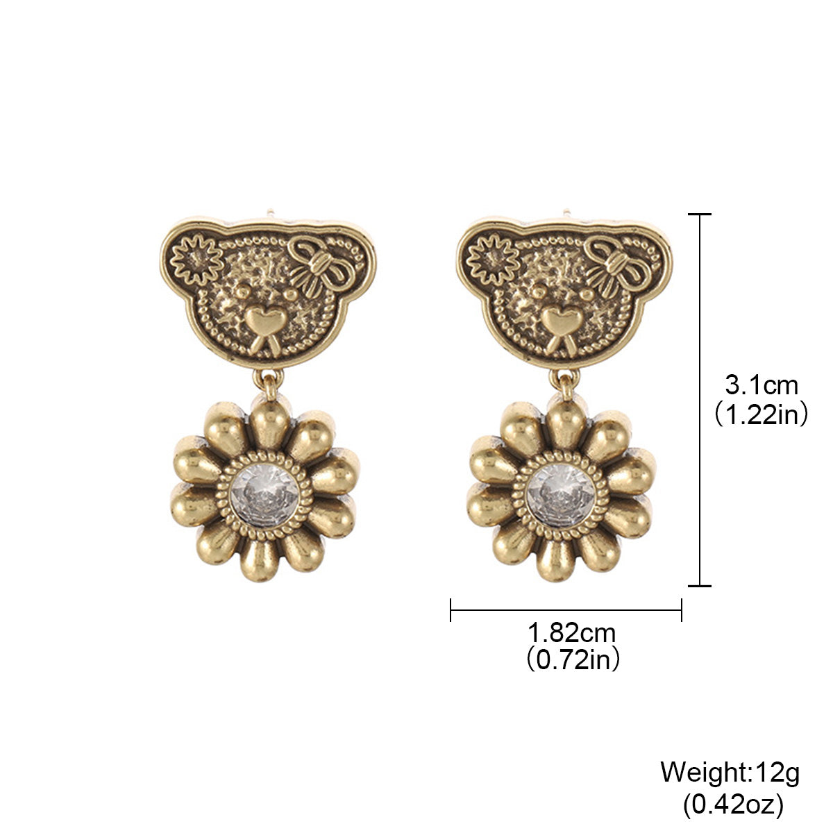 Handmade Retro Red Bow Tie Earrings For Women In Copper Alloy With Pearl Inlay