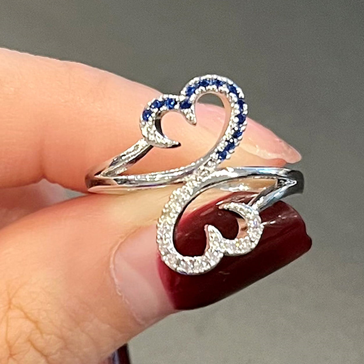 Irregular Claw Setting Rings For Women In Copper With White K Water Plating And Zircon Inlay
