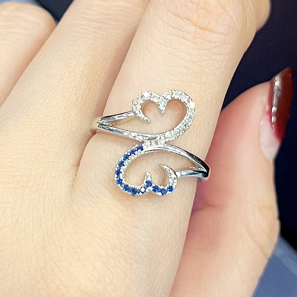 Irregular Claw Setting Rings For Women In Copper With White K Water Plating And Zircon Inlay