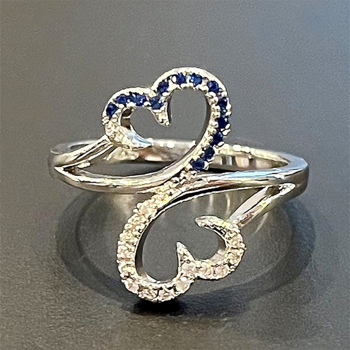 Irregular Claw Setting Rings For Women In Copper With White K Water Plating And Zircon Inlay