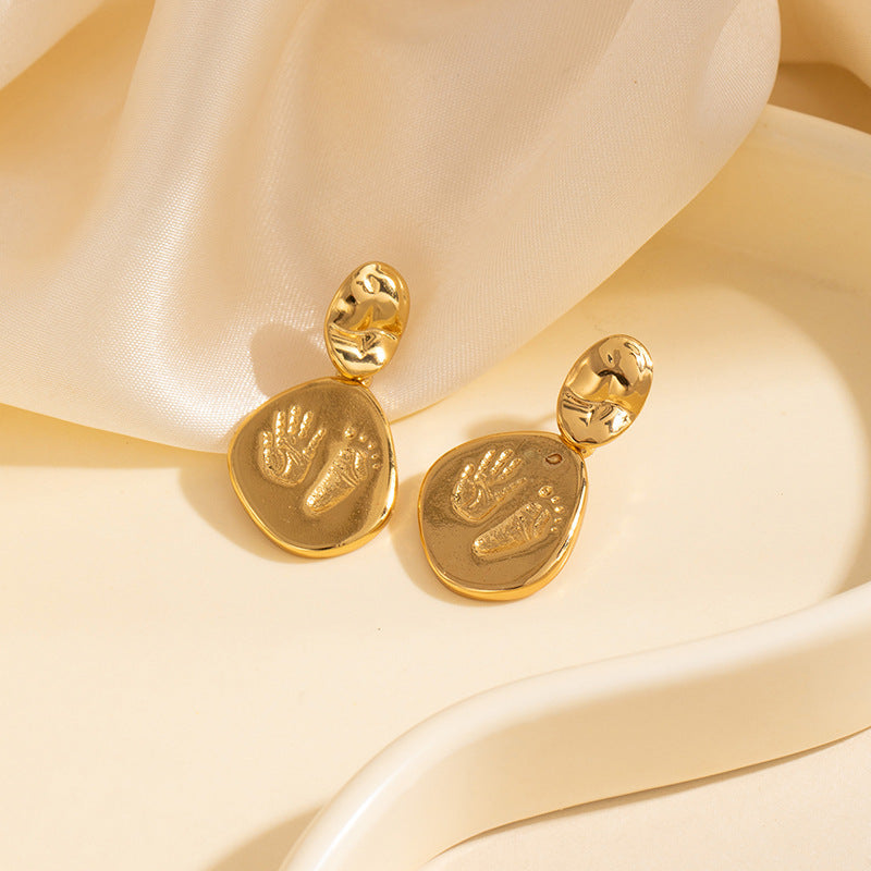 Geometric Electroplated Stud Earrings For Women In 18K Real Gold Plated 304 Stainless Steel With 0.03µm PVD Coating