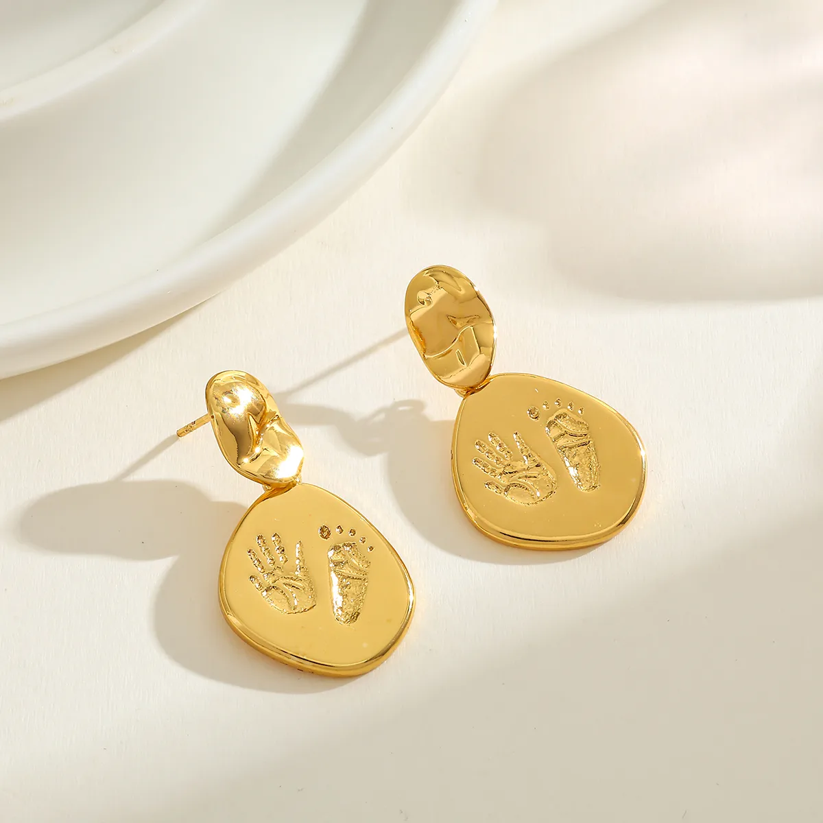 Geometric Electroplated Stud Earrings For Women In 18K Real Gold Plated 304 Stainless Steel With 0.03µm PVD Coating