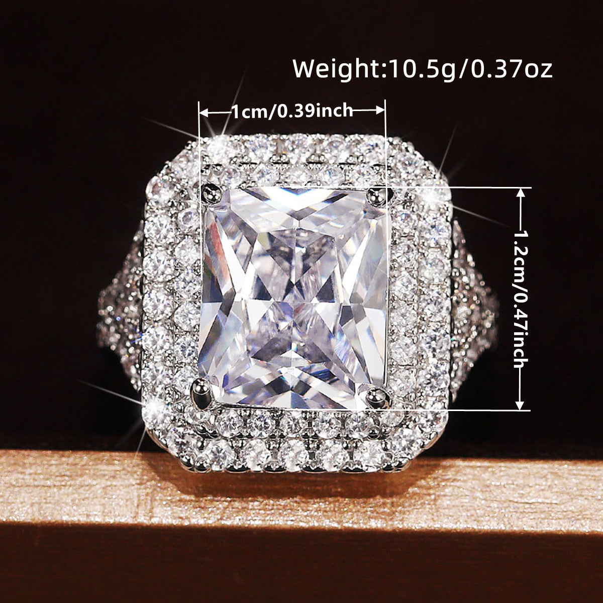 Geometric Claw Setting Ring For Women In Copper With White K Water Plating And Zircon Inlay