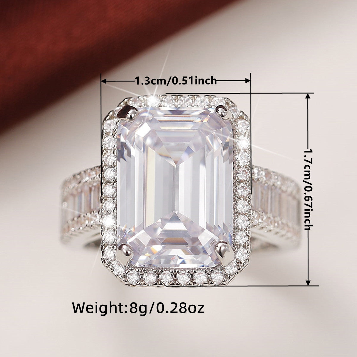 Geometric Claw Setting Ring For Women In Copper With White K Water Plating And Zircon Inlay