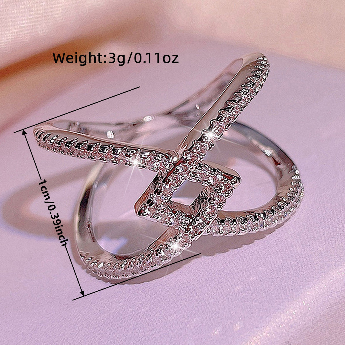 Irregular Claw Setting Rings For Women In Copper With White K Water Plating And Zircon Inlay