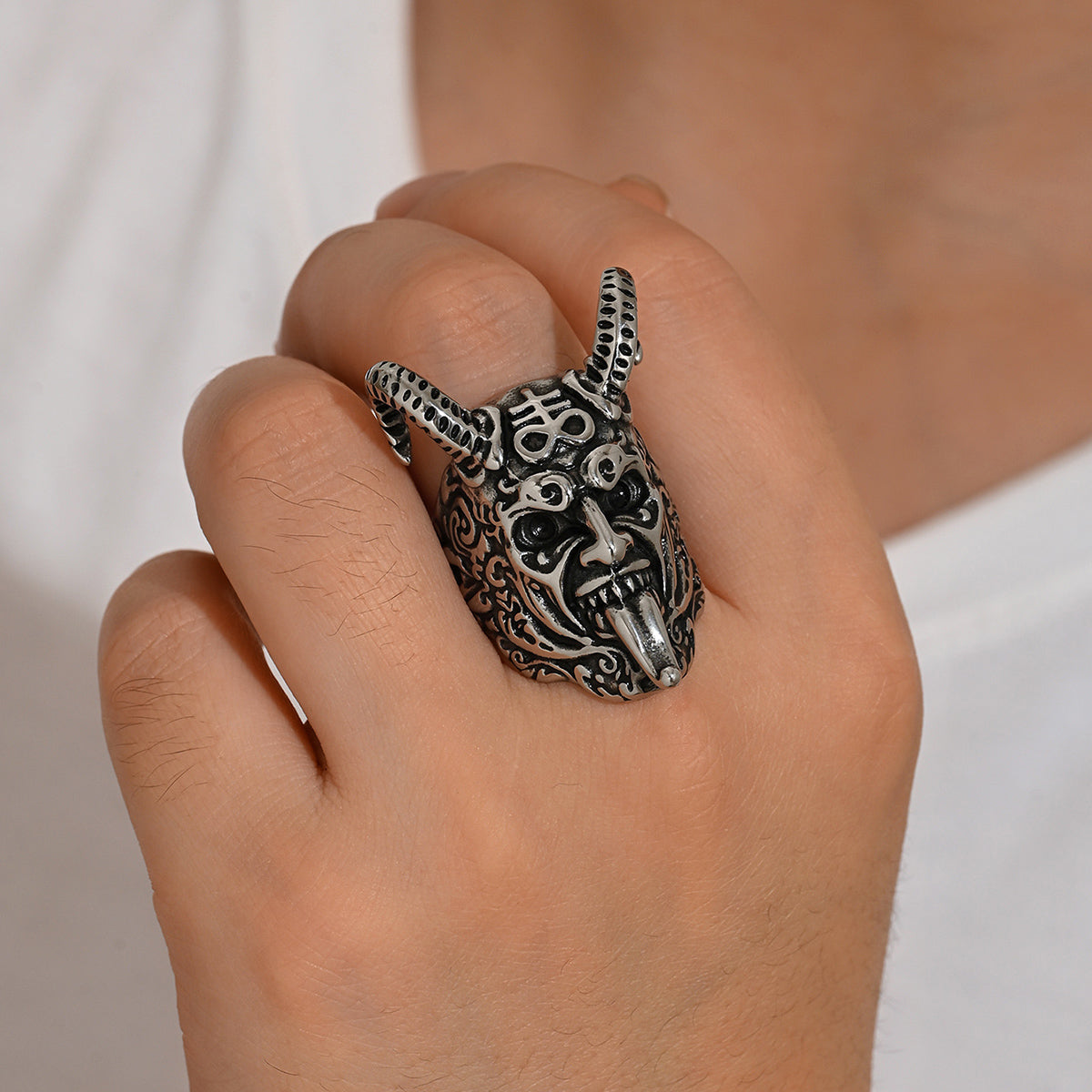 Men's Punk Animal Ring In 304 Stainless Steel Featuring Asymmetrical Design