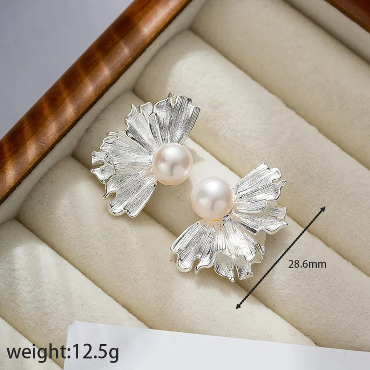 Geometric Electroplated Stud Earrings For Women In Copper With Platinum Plated Water Plating And Artificial Pearl Inlay