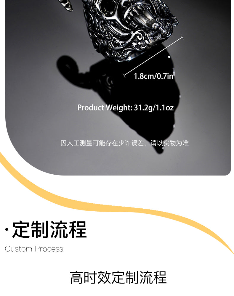 Men's Punk Animal Ring In 304 Stainless Steel Featuring Asymmetrical Design