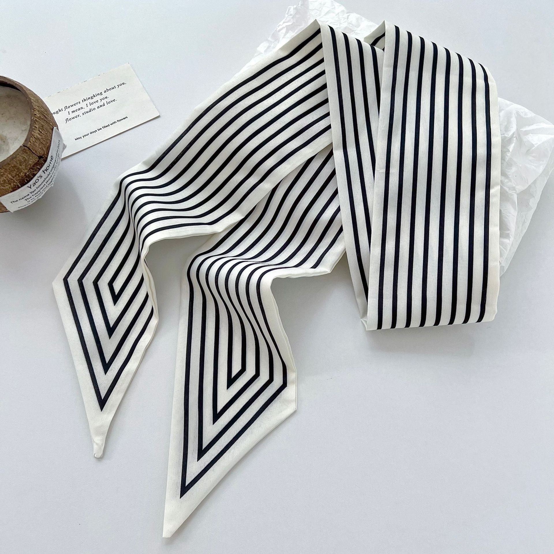 New Style Stripe Polyester Silk Scarf For Women In Dyed Black, Perfect For Spring